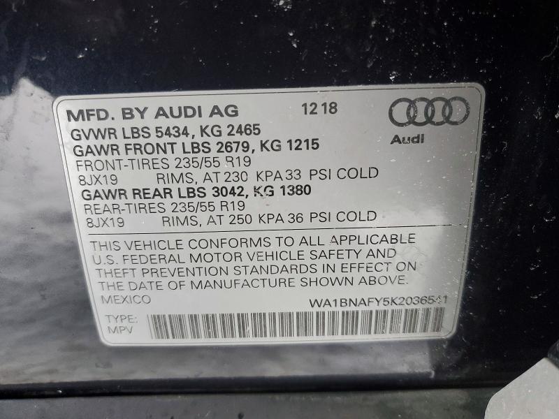Продажа на аукционе авто 2019 Audi Q5, vin: WA1BNAFY5K2036541, номер лота: 76467355