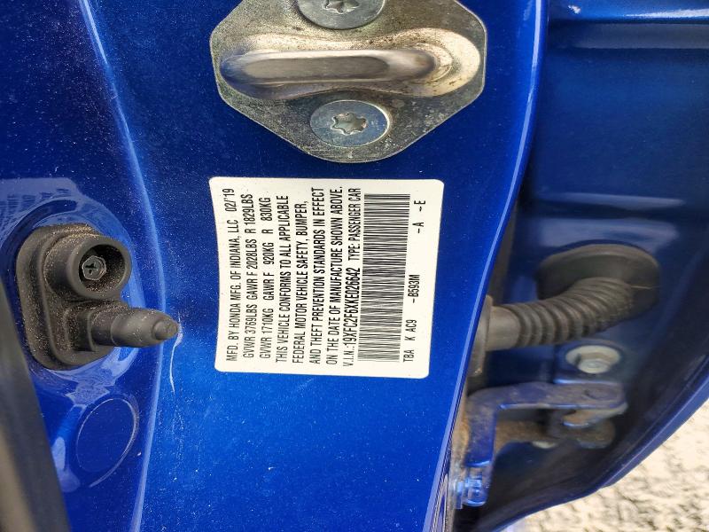 Aukcja sprzedaży 2019 Honda Civic, vin: 19XFC2F6XKE026642, numer aukcji: 75781055