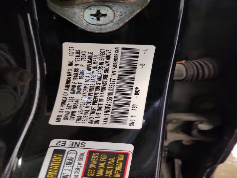 78113165 :رقم المزاد ، 1HGFA15518L025177 vin ، 2008 Honda Civic مزاد بيع
