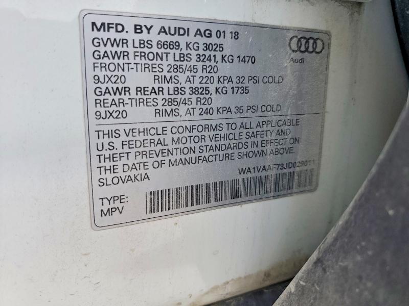 Продажа на аукционе авто 2018 Audi Q7, vin: WA1VAAF73JD029011, номер лота: 75477815
