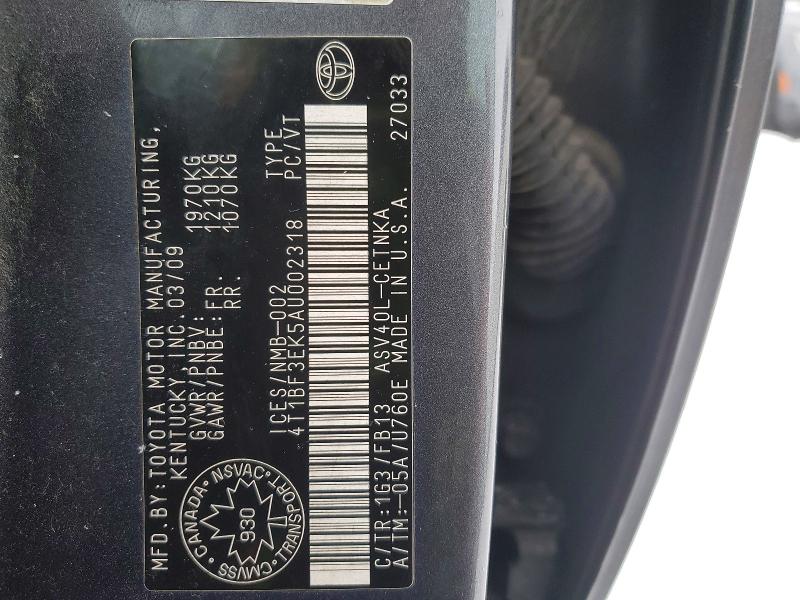 Aukcja sprzedaży 2010 Toyota Camry, vin: 4T1BF3EK5AU002318, numer aukcji: 75252995