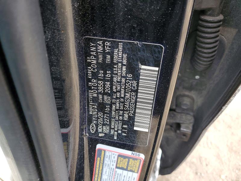 2021 Hyundai Elantra მანქანა იყიდება აუქციონზე, vin: KMHLS4AG3MU105216, აუქციონის ნომერი: 76813755