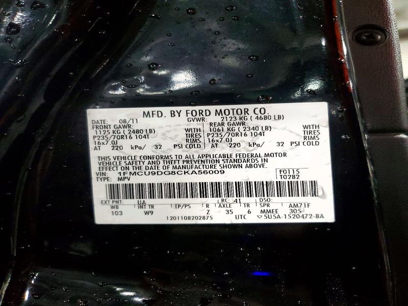 77732025 :رقم المزاد ، 1FMCU9DG8CKA56009 vin ، 2012 Ford Escape مزاد بيع