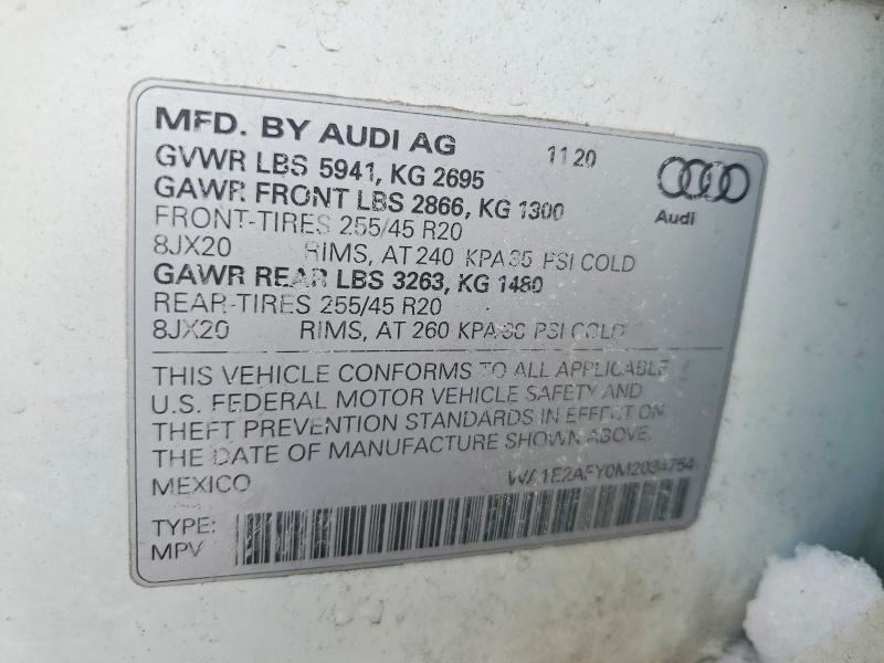 Aukcja sprzedaży 2021 Audi Q5 E, vin: WA1E2AFY0M2034754, numer aukcji: 76839025