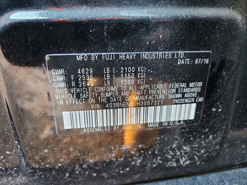 2017 Subaru Legacy მანქანა იყიდება აუქციონზე, vin: 4S3BNEN60H3007321, აუქციონის ნომერი: 76847065