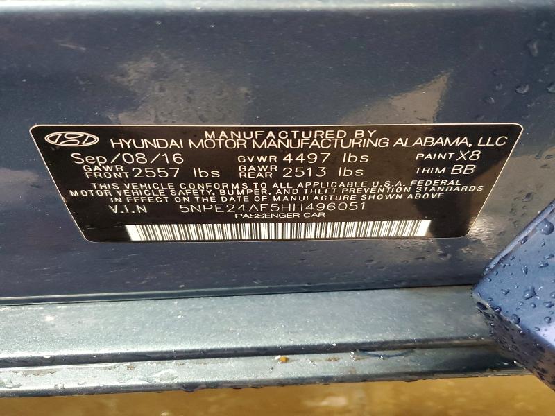 Aukcja sprzedaży 2017 Hyundai Sonata, vin: 5NPE24AF5HH496051, numer aukcji: 79289925