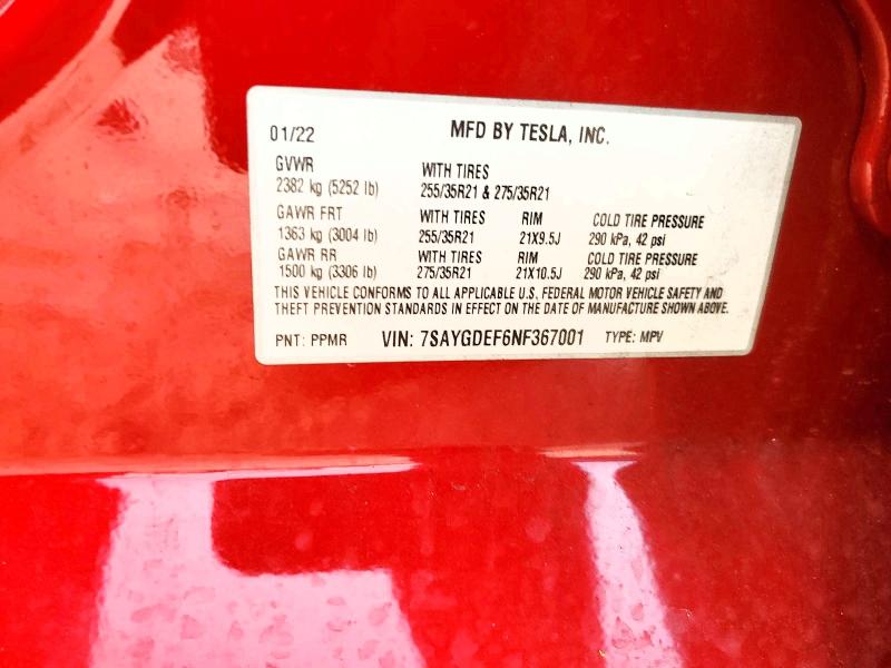Aukcja sprzedaży 2022 Tesla Model Y, vin: 7SAYGDEF6NF367001, numer aukcji: 76191785