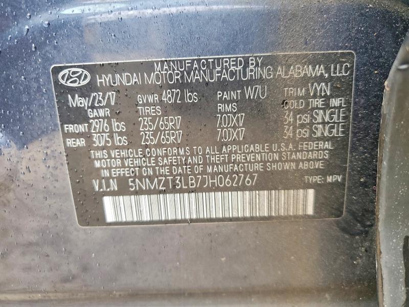 2018 Hyundai Santa Fe Sport მანქანა იყიდება აუქციონზე, vin: 5NMZT3LB7JH062767, აუქციონის ნომერი: 74928305