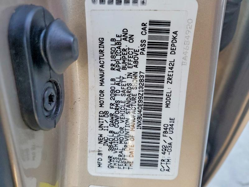 Aukcja sprzedaży 2009 Toyota Corolla, vin: 1NXBU40E99Z132837, numer aukcji: 76022975