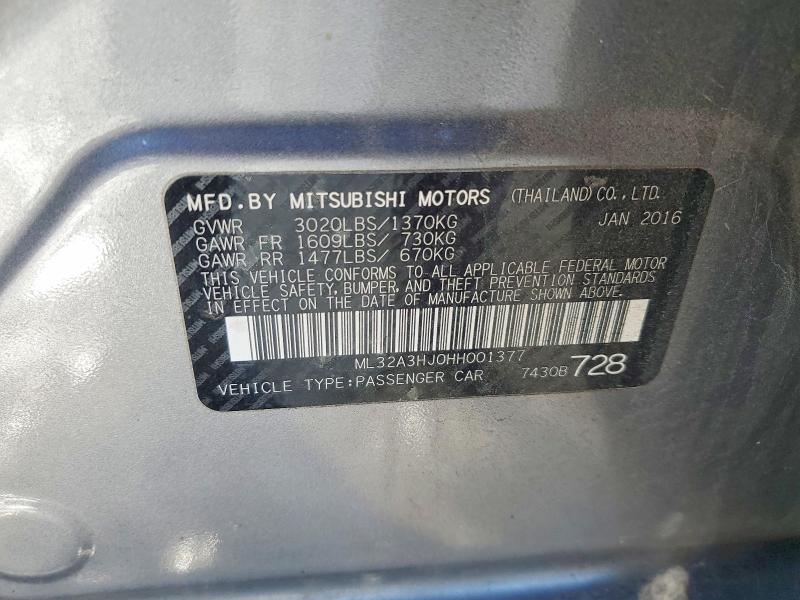 Продаж на аукціоні авто 2017 Mitsubishi Mirage, vin: ML32A3HJ0HH001377, номер лоту: 74853275