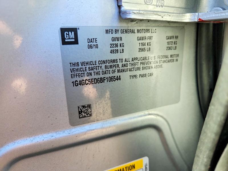 2011 Buick Lacrosse მანქანა იყიდება აუქციონზე, vin: 1G4GC5ED6BF106544, აუქციონის ნომერი: 79265215