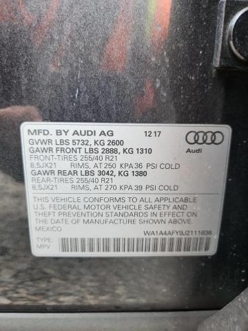 Продажа на аукционе авто 2018 Audi Sq5, vin: WA1A4AFY9J2111836, номер лота: 77654875