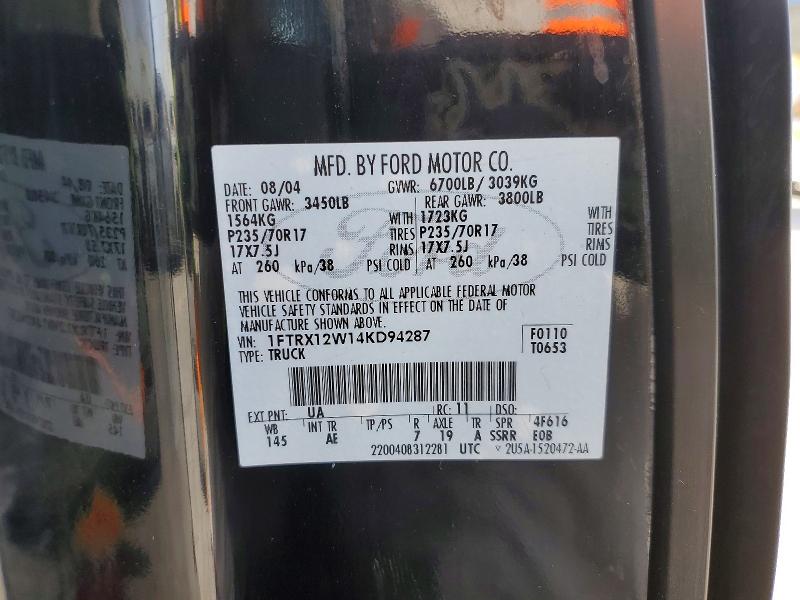 78739075 :رقم المزاد ، 1FTRX12W14KD94287 vin ، 2004 Ford F150 مزاد بيع