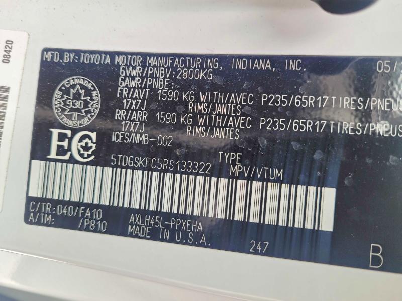 2024 Toyota Sienna მანქანა იყიდება აუქციონზე, vin: 5TDGSKFC5RS13332, აუქციონის ნომერი: 79620165