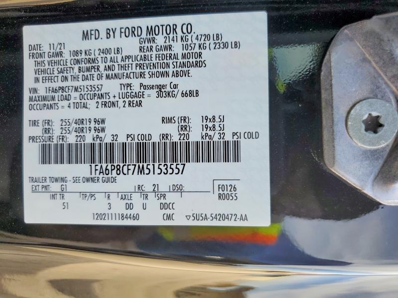Продажа на аукционе авто 2021 Ford Mustang, vin: 1FA6P8CF7M5153557, номер лота: 79059705