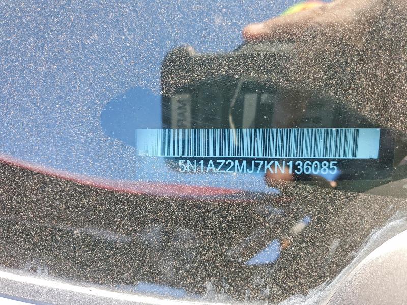 75809825 :رقم المزاد ، 5N1AZ2MJ7KN136085 vin ، 2019 Nissan Murano مزاد بيع