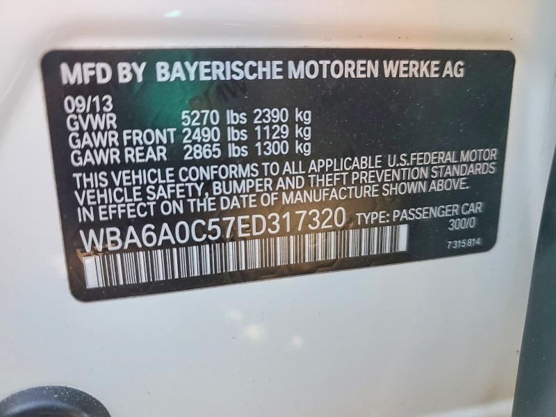 Aukcja sprzedaży 2014 Bmw 640, vin: WBA6A0C57ED317320, numer aukcji: 74206595