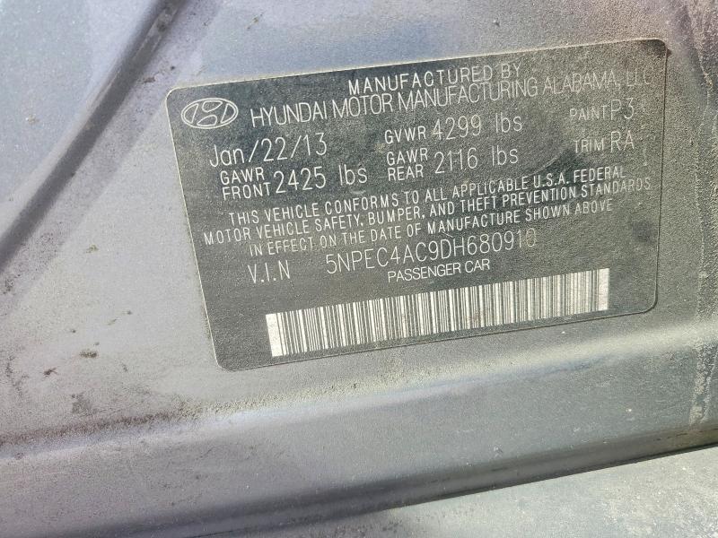 2013 Hyundai Sonata მანქანა იყიდება აუქციონზე, vin: 5NPEC4AC9DH680910, აუქციონის ნომერი: 78095015