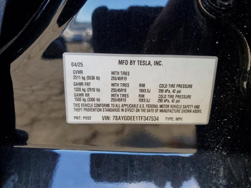 2026 Tesla Model Y მანქანა იყიდება აუქციონზე, vin: 7SAYGDEE1TF347534, აუქციონის ნომერი: 78840925