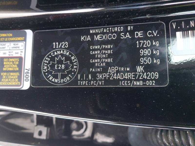 Aukcja sprzedaży 2024 Kia Forte, vin: 3KPF24AD4RE724209, numer aukcji: 75076185