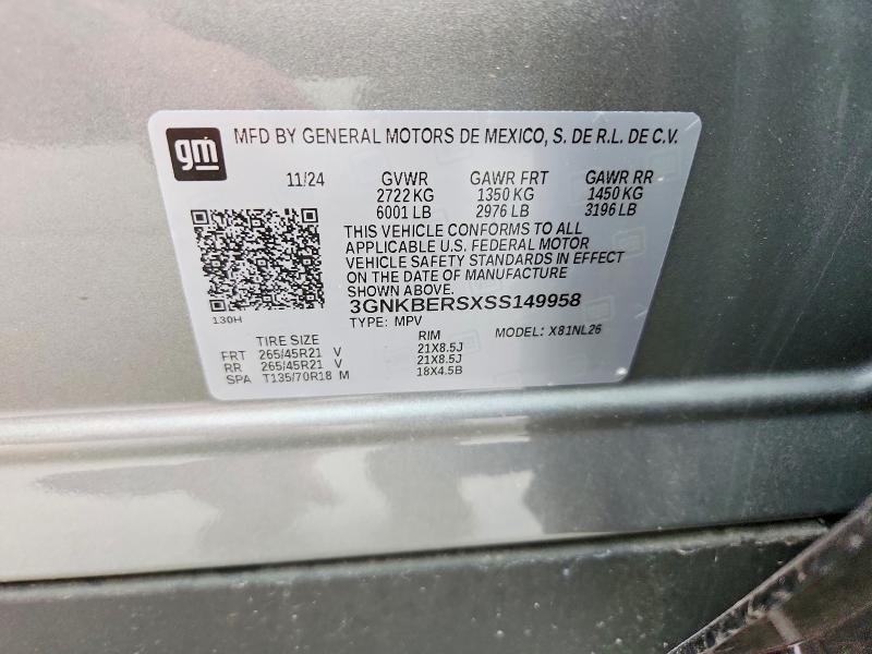 78130015 :رقم المزاد ، 3GNKBERSXSS149958 vin ، 2025 Chevrolet Blazer مزاد بيع