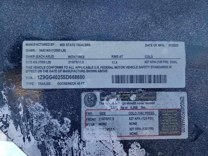 Продажа на аукционе авто 2025 Midstate Unknown, vin: 1Z9GG4025SD668600, номер лота: 76192615