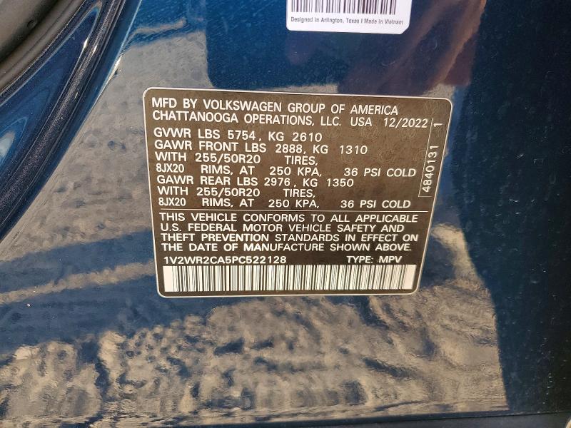 2023 Volkswagen Atlas მანქანა იყიდება აუქციონზე, vin: 1V2WR2CA5PC522128, აუქციონის ნომერი: 79386465
