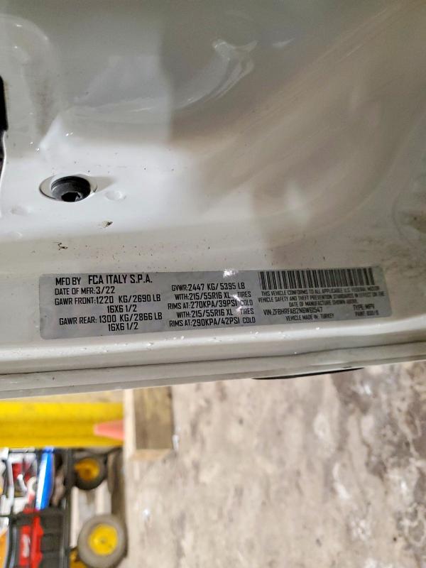 Продажа на аукционе авто 2022 Ram Promaster, vin: ZFBHRFAB2N6W61547, номер лота: 76257185