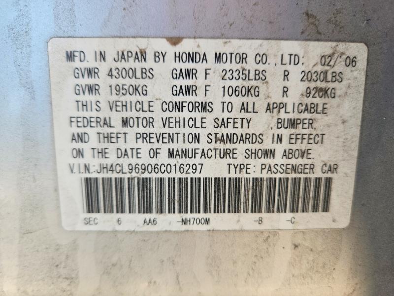 Продажа на аукционе авто 2006 Acura Tsx, vin: JH4CL96906C016297, номер лота: 77956925
