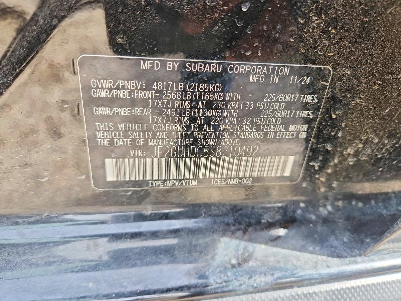 Aukcja sprzedaży 2025 Subaru Crosstrek, vin: JF2GUHDC5S8210492, numer aukcji: 77700315