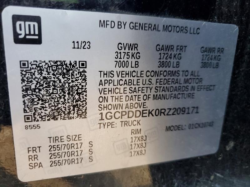 Продаж на аукціоні авто 2024 Chevrolet Silverado, vin: 1GCPDDEK0RZ209171, номер лоту: 47308596