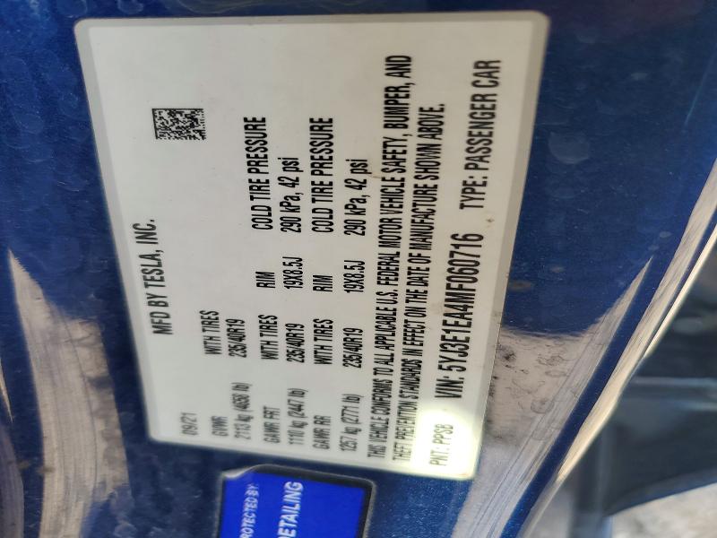Продаж на аукціоні авто 2021 Tesla Model 3, vin: 5YJ3E1EA4MF060716, номер лоту: 78549875