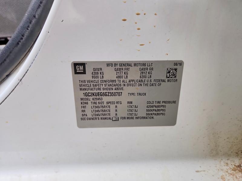 Aukcja sprzedaży 2016 Chevrolet Silverado, vin: 1GC2KUEG6GZ350707, numer aukcji: 79012085