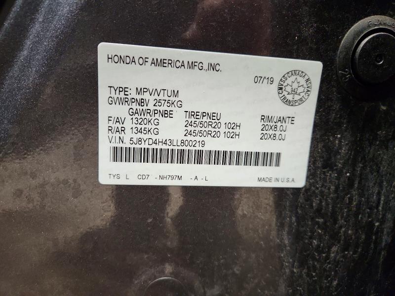 Продаж на аукціоні авто 2020 Acura Mdx, vin: 5J8YD4H43LL800219, номер лоту: 98282585