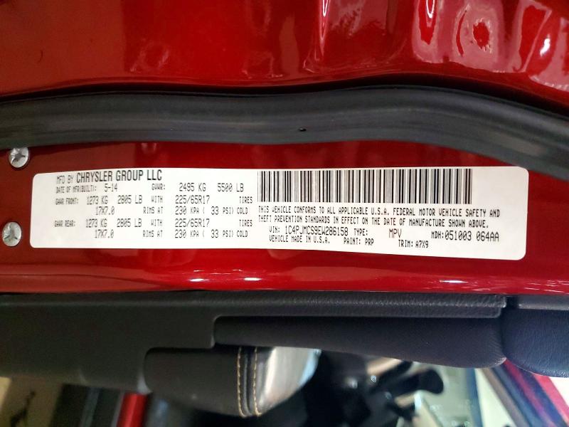 2014 Jeep Cherokee L მანქანა იყიდება აუქციონზე, vin: 1C4PJMCS9EW286158, აუქციონის ნომერი: 78296565
