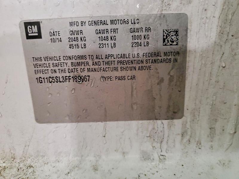 Продаж на аукціоні авто 2015 Chevrolet Malibu, vin: 1G11C5SL3FF189967, номер лоту: 76330685