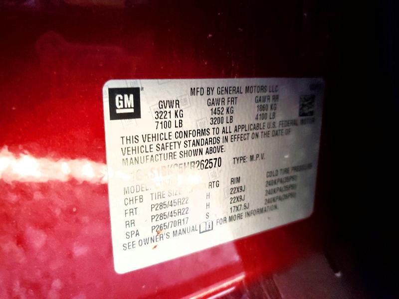 Aukcja sprzedaży 2017 Gmc Yukon, vin: 1GKS1BKC5HR262570, numer aukcji: 73013785