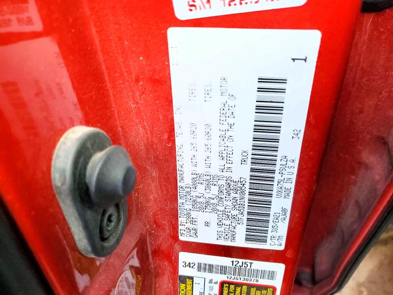 Aukcja sprzedaży 2022 Toyota Tundra, vin: 5TFJA5DB1NX005457, numer aukcji: 76776055