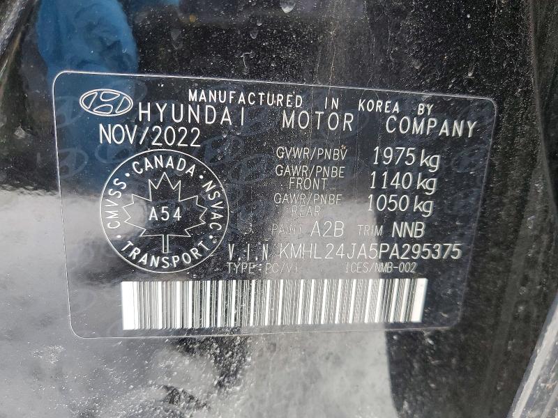 78679025 :رقم المزاد ، KMHL24JA5PA295375 vin ، 2023 Hyundai Sonata مزاد بيع