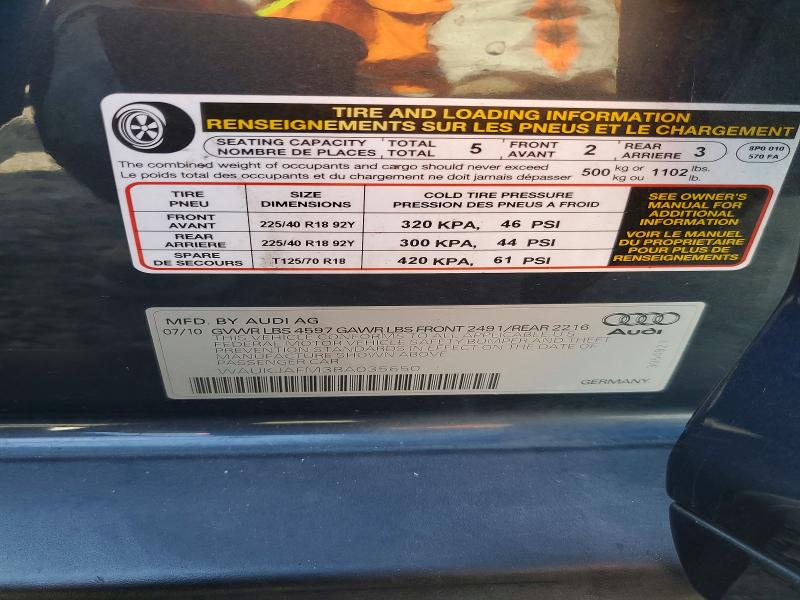 Aukcja sprzedaży 2011 Audi A3, vin: WAUKJAFM3BA035650, numer aukcji: 75624105