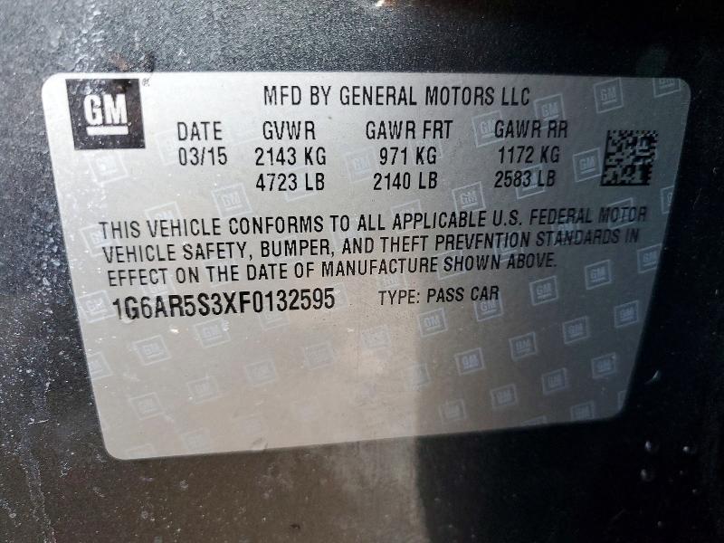 77094655 :رقم المزاد ، 1G6AR5S3XF0132595 vin ، 2015 Cadillac Cts مزاد بيع