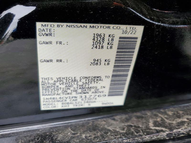 Aukcja sprzedaży 2023 Nissan Altima, vin: 1N4BL4CV1PN317769, numer aukcji: 72867735