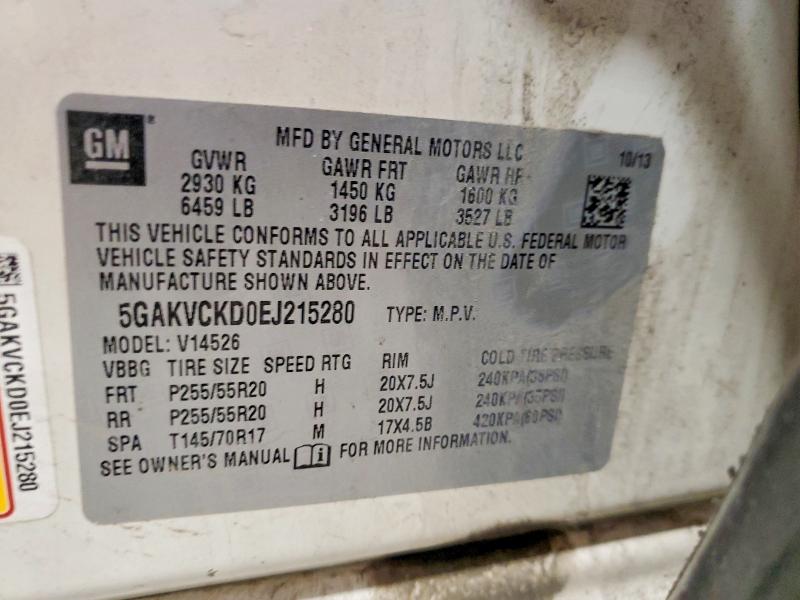 2014 Buick Enclave მანქანა იყიდება აუქციონზე, vin: 5GAKVCKD0EJ215280, აუქციონის ნომერი: 79171385