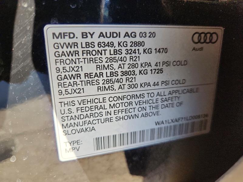 Aukcja sprzedaży 2020 Audi Q7, vin: WA1LXAF71LD008134, numer aukcji: 75593495