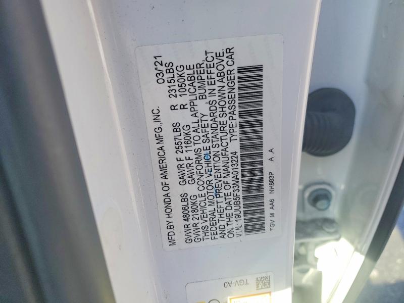 Aukcja sprzedaży 2021 Acura Tlx, vin: 19UUB5F33MA013224, numer aukcji: 76515185