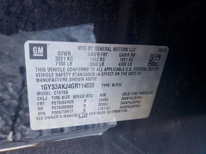 Продажа на аукционе авто 2016 Cadillac Escalade, vin: 1GYS3AKJ4GR114630, номер лота: 75584045