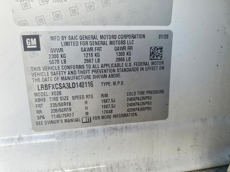 79295855 :رقم المزاد ، LRBFXCSA3LD140116 vin ، 2020 Buick Envision مزاد بيع