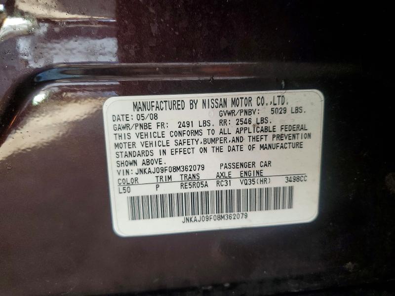 Продажа на аукционе авто 2008 Infiniti Ex35 Base, vin: JNKAJ09F08M362079, номер лота: 77497475