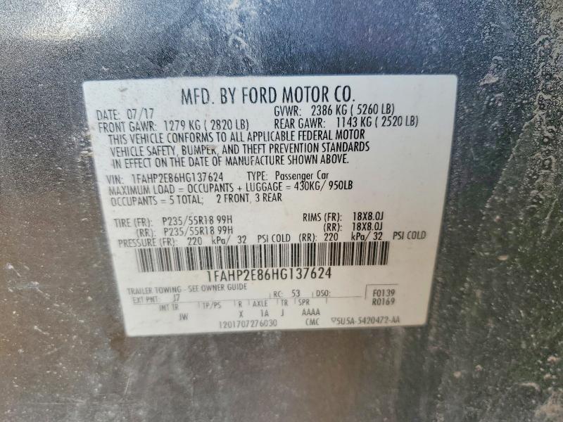 Aukcja sprzedaży 2017 Ford Taurus, vin: 1FAHP2E86HG137624, numer aukcji: 77473035