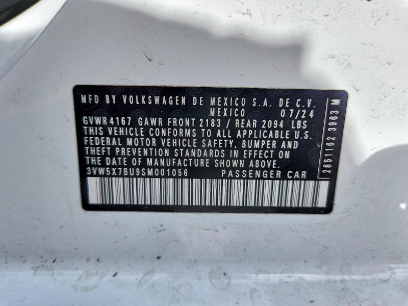 2025 Volkswagen Jetta მანქანა იყიდება აუქციონზე, vin: 3VW5X7BU9SM001056, აუქციონის ნომერი: 77226605